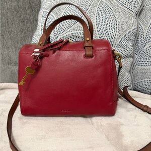 Fossil Red Leather Satchel